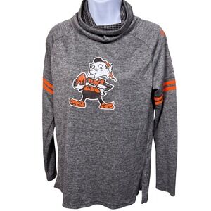 Nike Cleveland Browns Women's Cowl‎ Neck Long Sleeve Shirt S NFL Brownie Elf